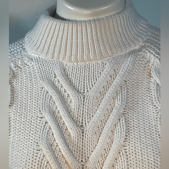 J. Crew White Chunky Cotton Cable Knit Mock Neck Sweater XXS - Picture 4 of 12